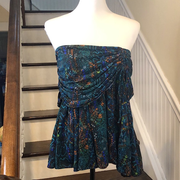 FREE PEOPLE Sleeveless Turquoise Wrap Top Sz 12 - Picture 10 of 10